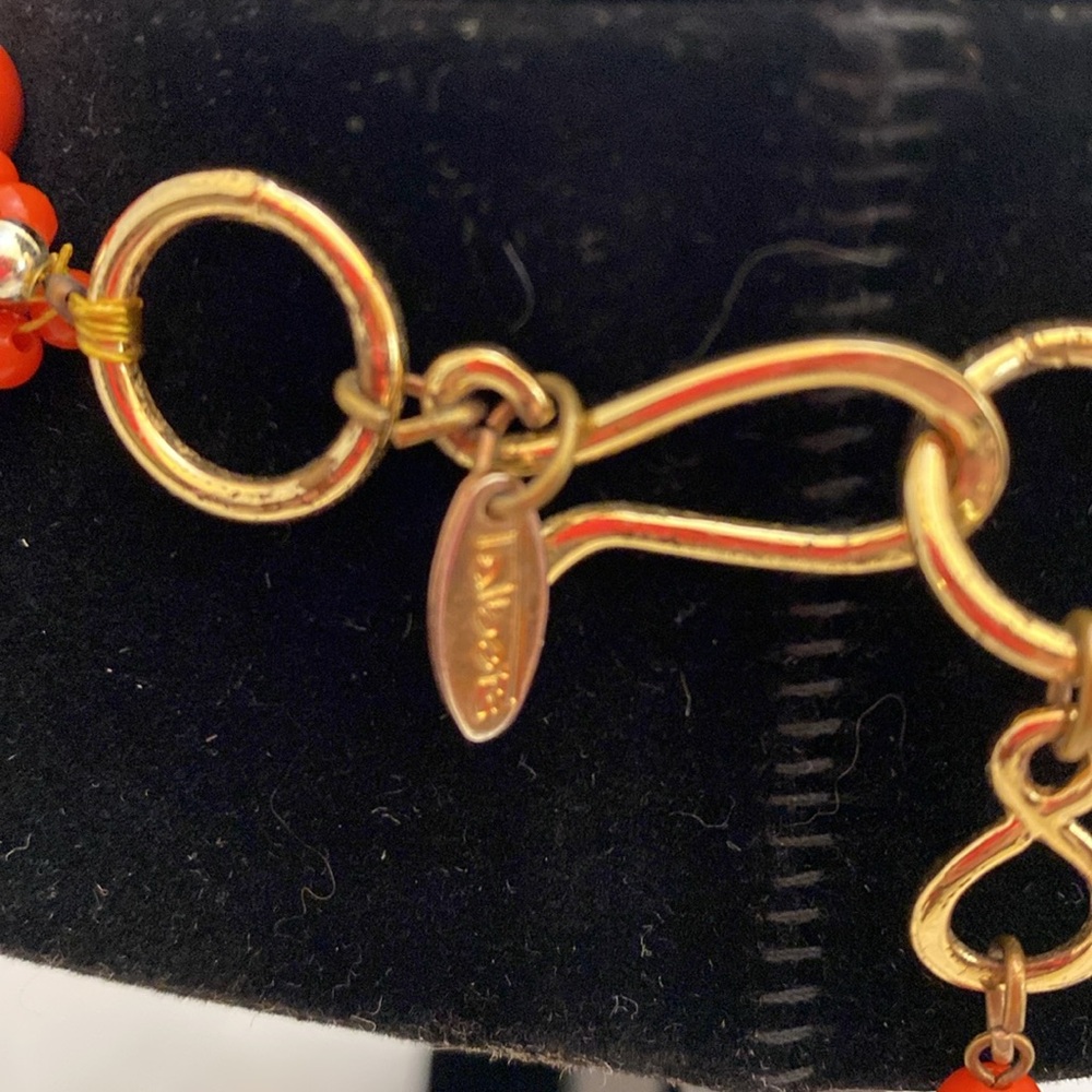 Talbots Orange And Gold Beaded Necklace Five Strands Two With Gold Beads 9 In View 4